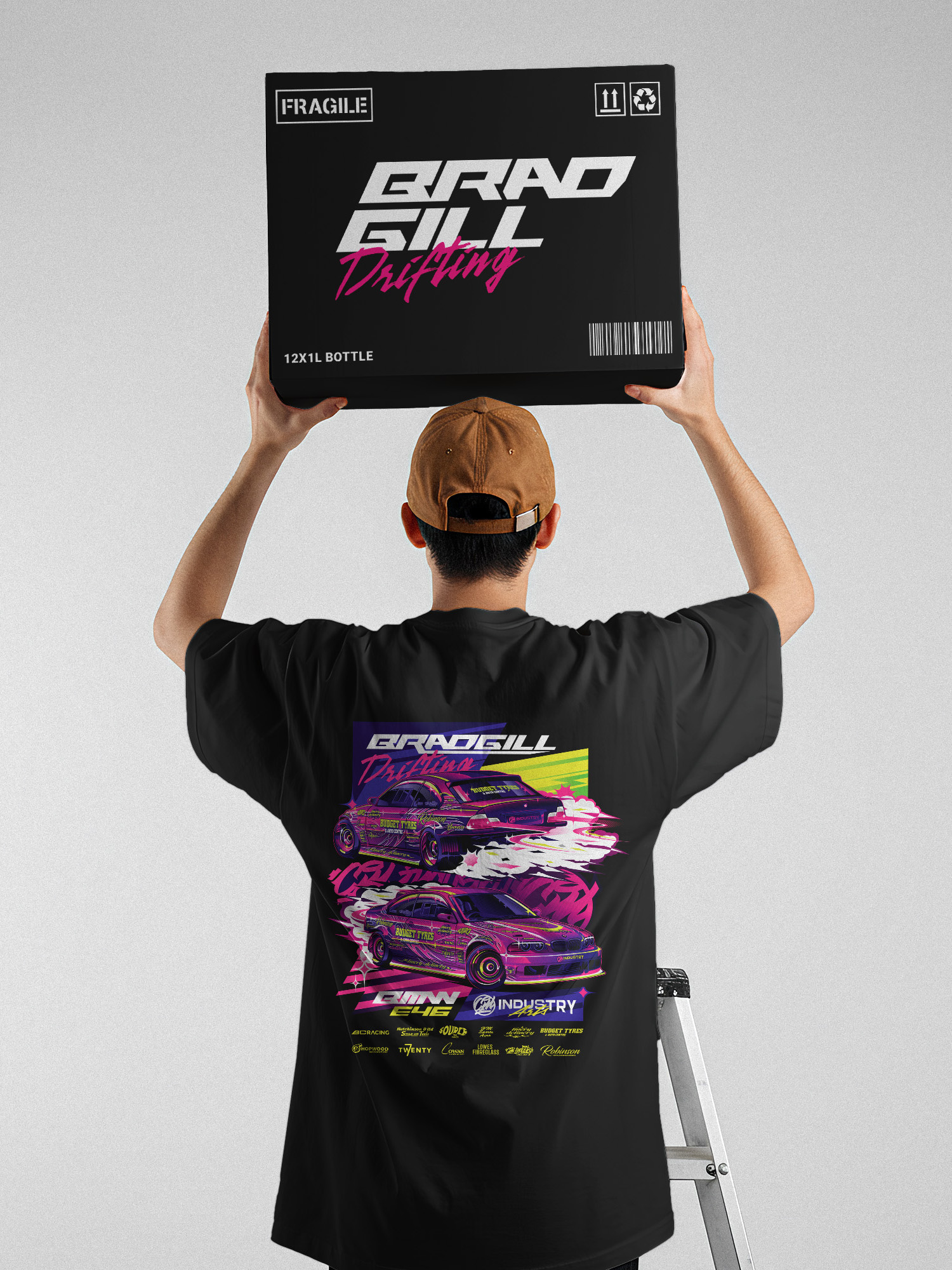 BMW E46 Drift Pink Illustration Box MockUp | CM Industry