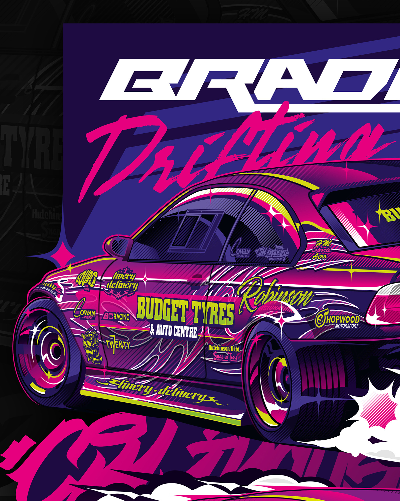 BMW E46 Drift Pink Illustration 1 | CM Industry