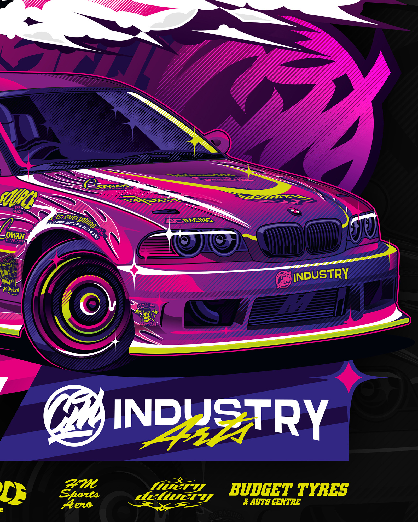 BMW E46 Drift Pink Illustration 4 | CM Industry