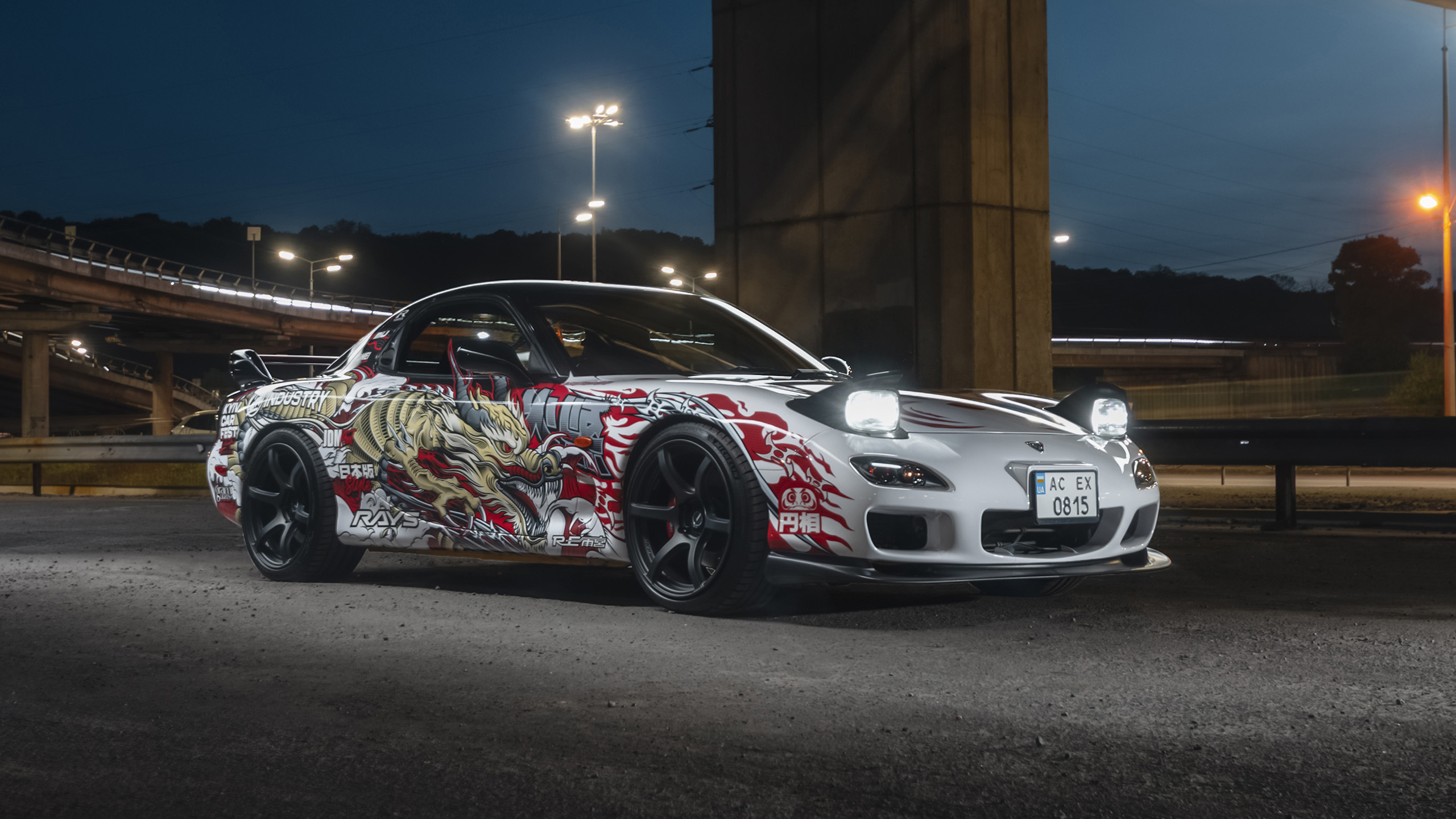 Mazda RX-7 FD3S Japanese Dragon Livery Design Front 3/4 | CM Industry