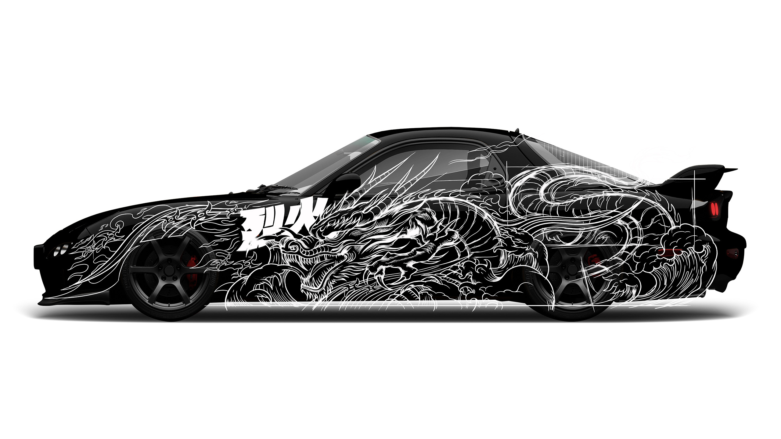 Mazda RX-7 FD3S Japanese Dragon Livery Design Sketch | CM Industry