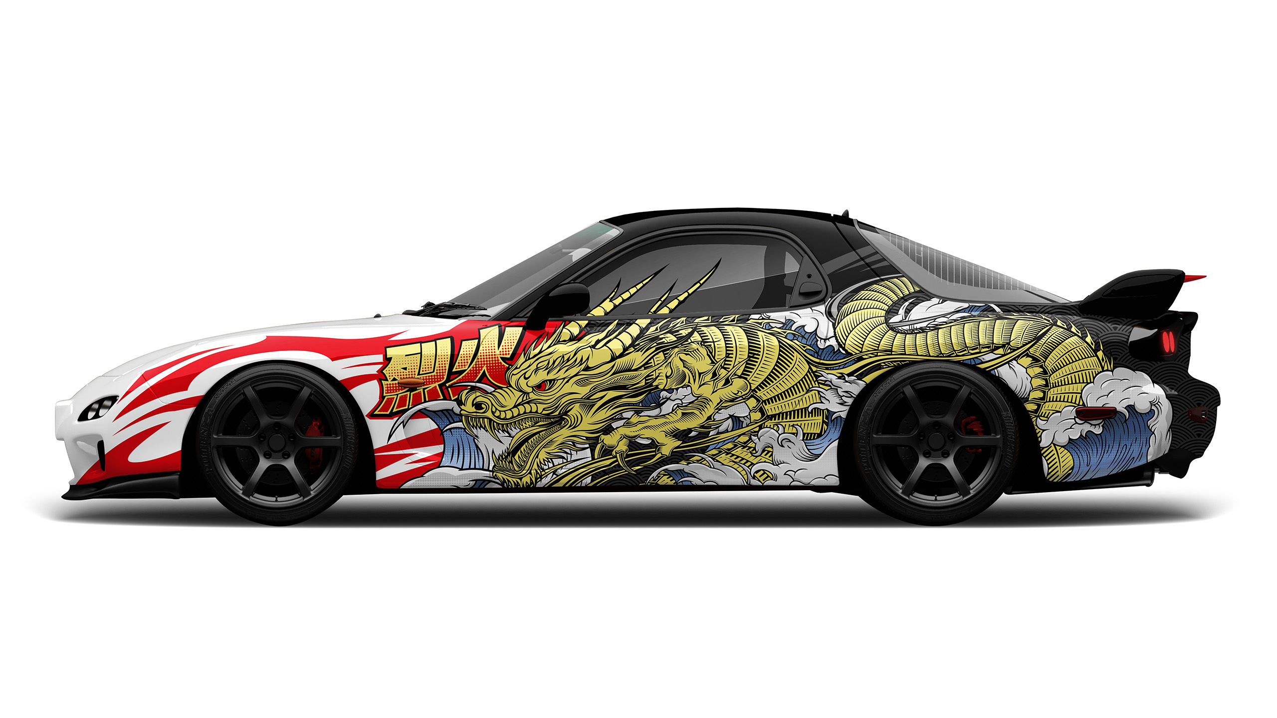 Mazda RX-7 FD3S Japanese Dragon Livery Design Lines | CM Industry