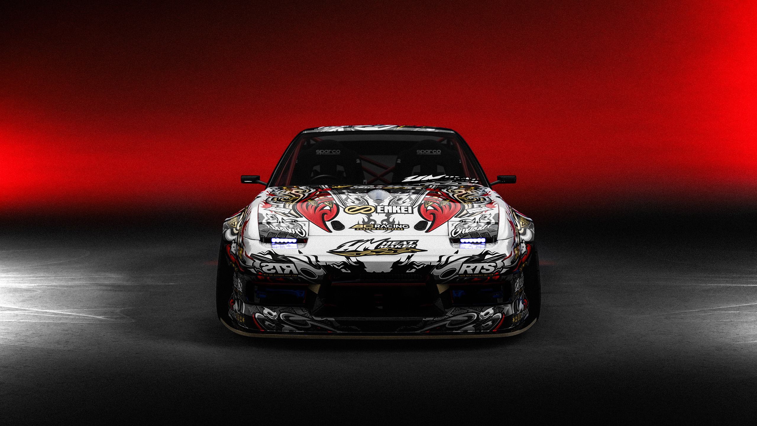 Nissan 180sx Drift Red Panda Illustration Livery Design Front | CM Industry