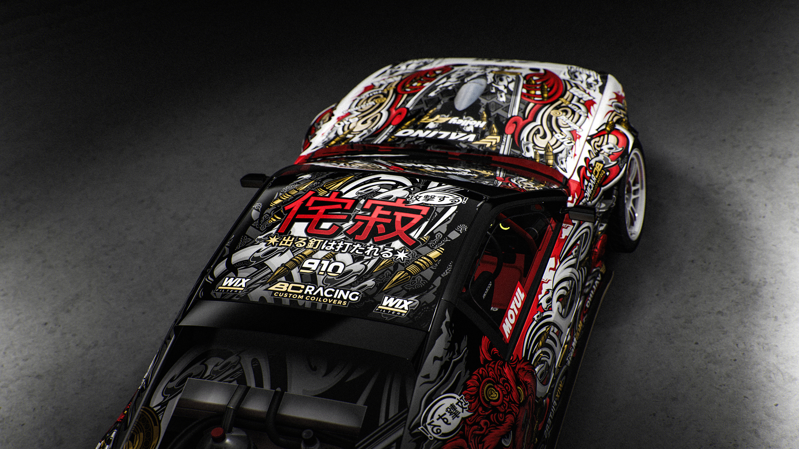 Nissan 180sx Drift Red Panda Illustration Livery Design Top | CM Industry