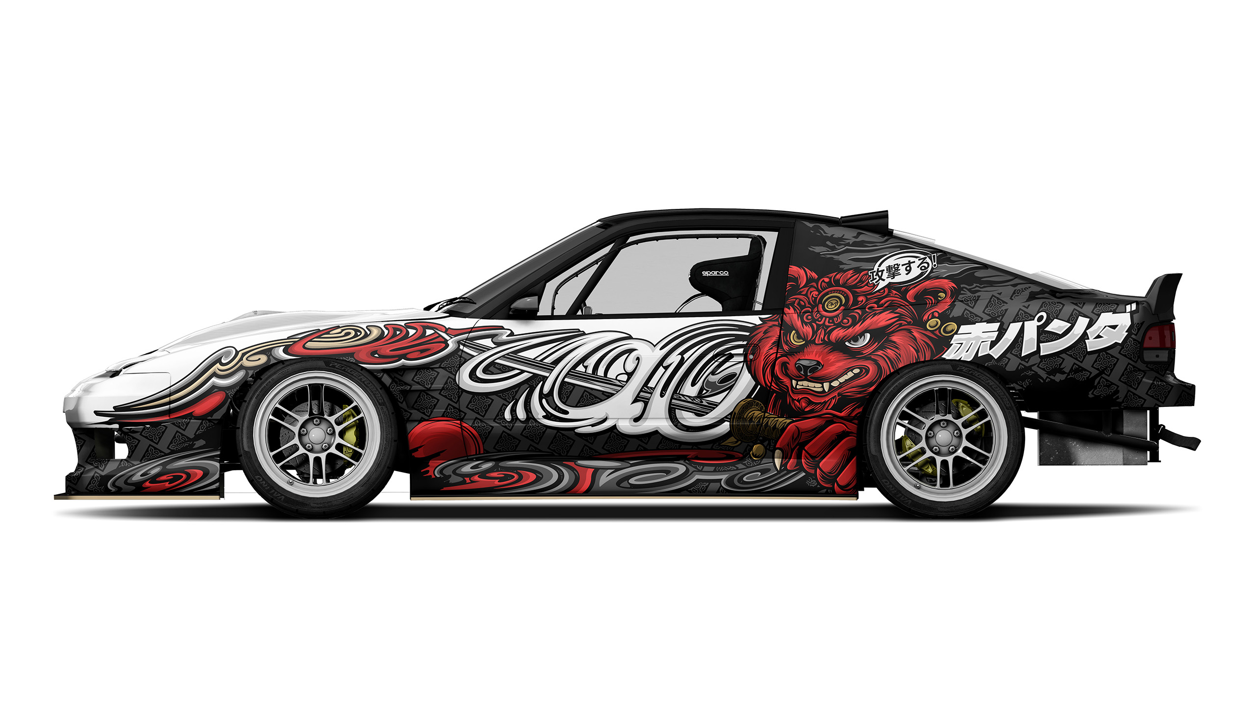 Nissan 180sx Drift Red Panda Illustration Livery Design Text | CM Industry