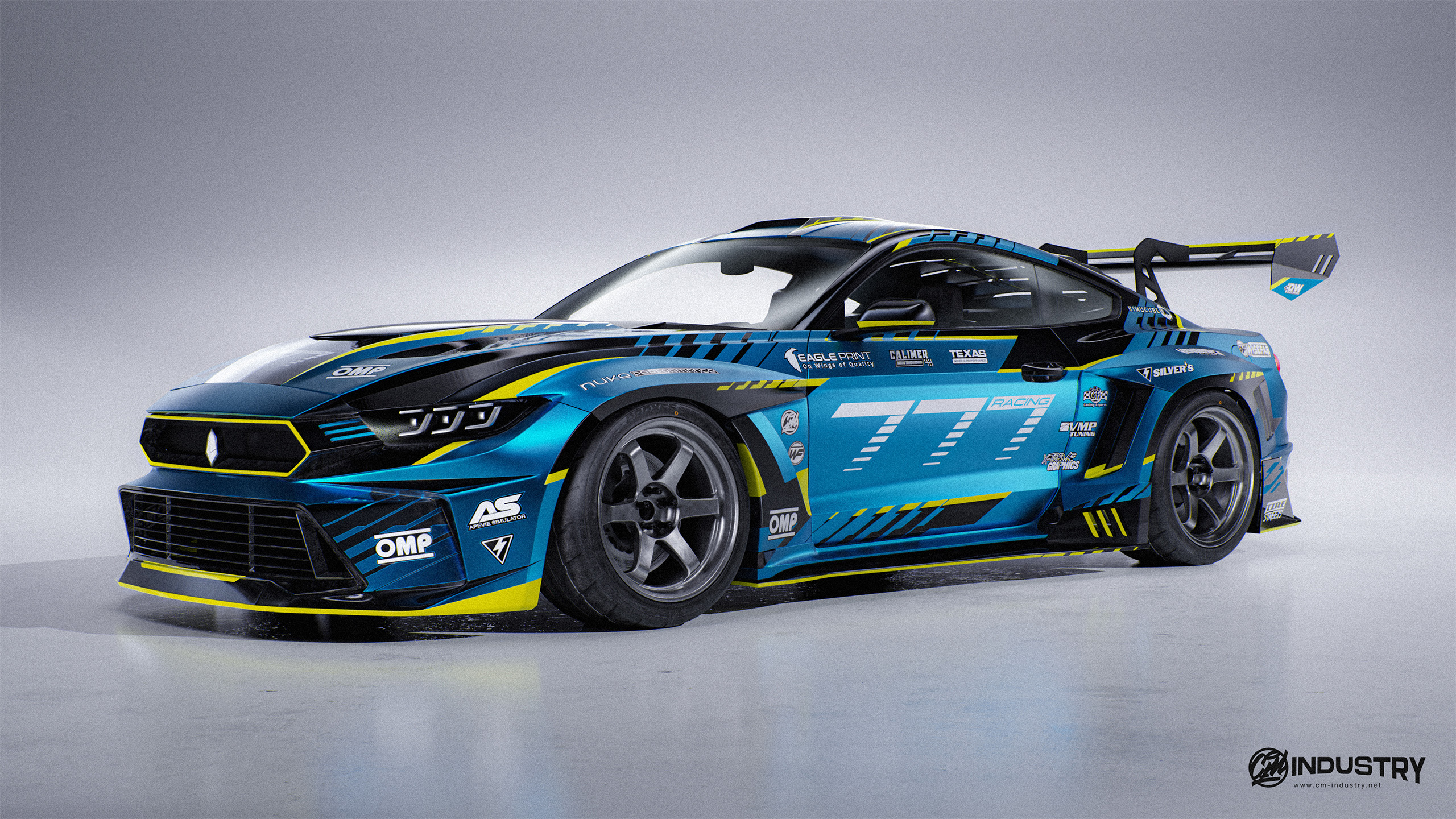 Ford Mustang S550 777 Racing @slowgtr Livery Design Front 3/4 | CM Industry