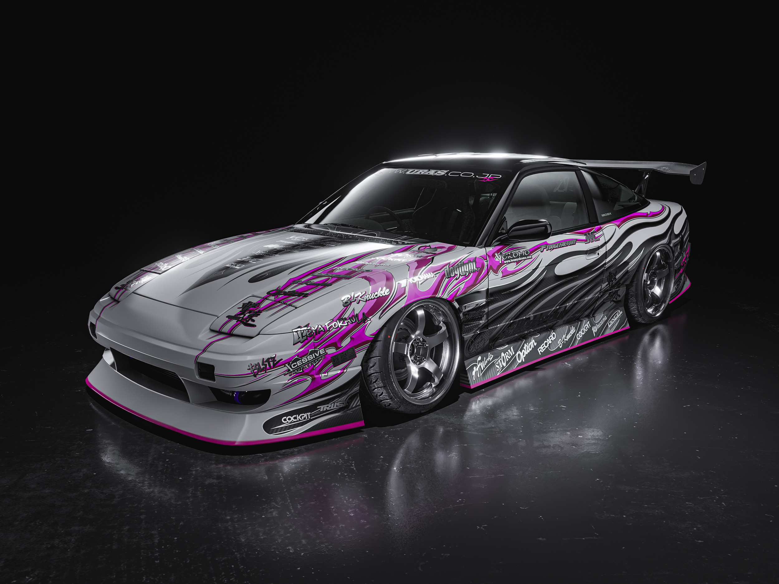 Nissan 180sx Old Style Pink Japanese Livery Design Front 3/4 | CM Industry