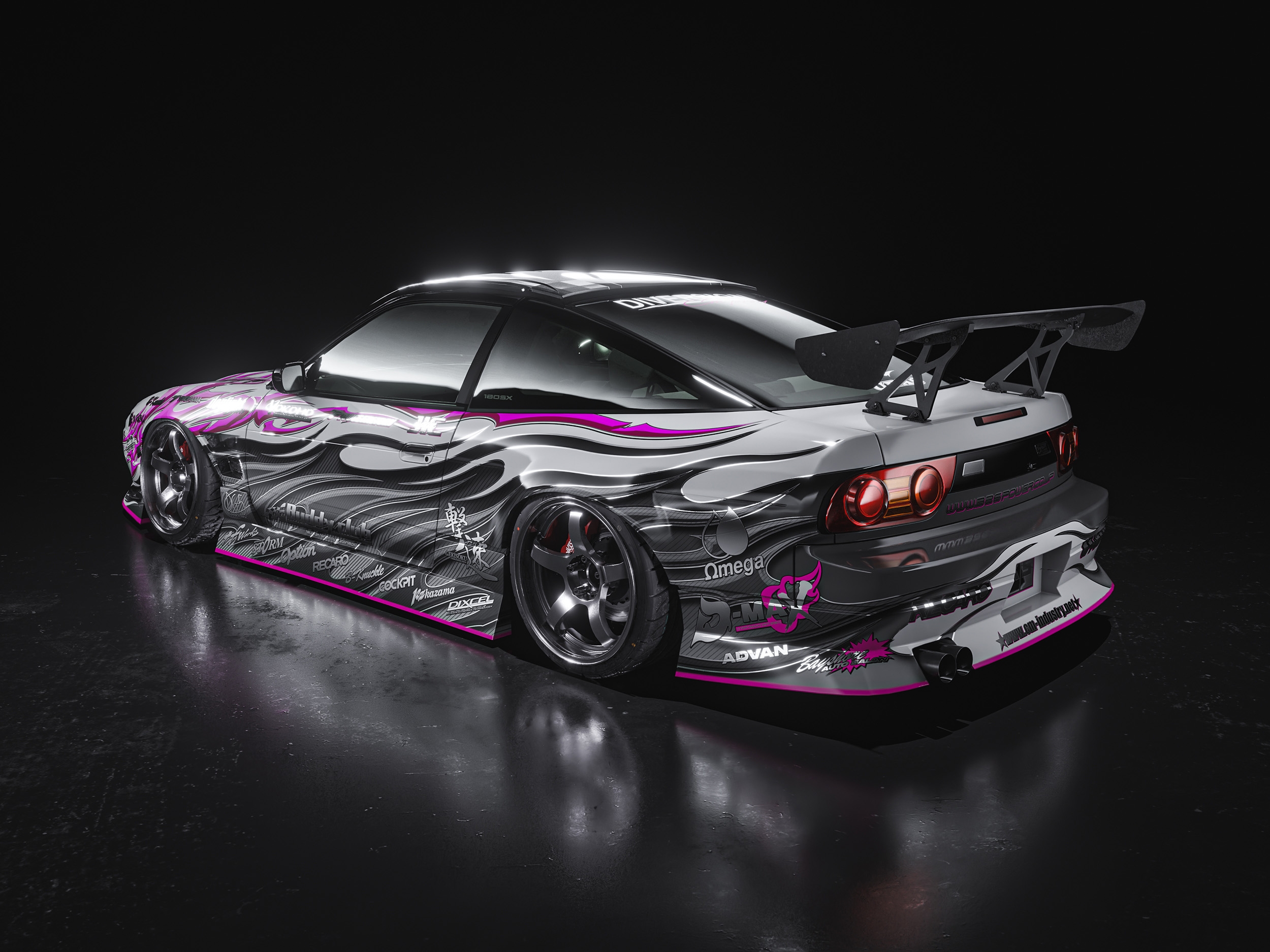 Nissan 180sx Old Style Pink Japanese Livery Design Rear 3/4 | CM Industry