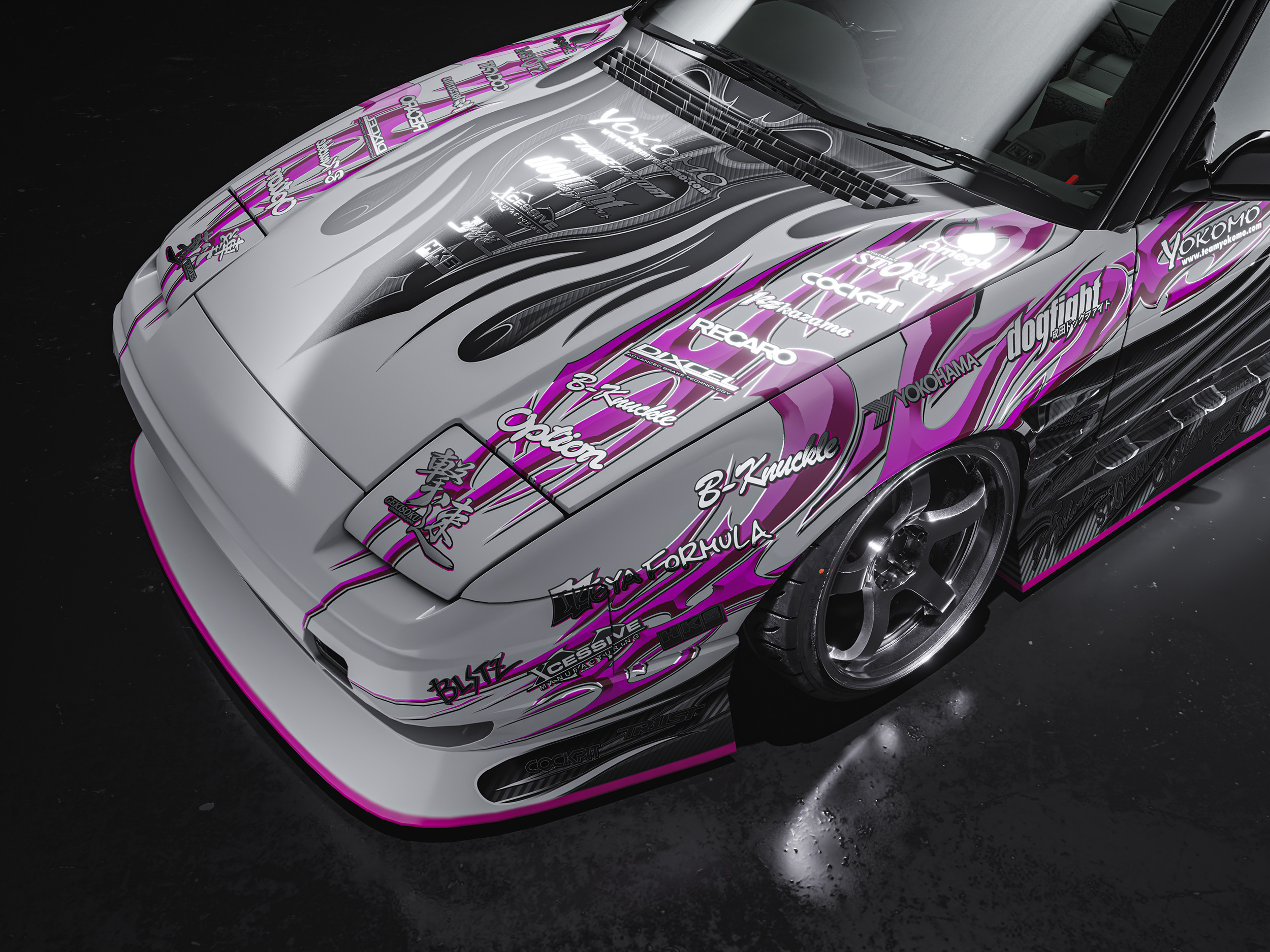 Nissan 180sx Old Style Pink Japanese Livery Design Hood | CM Industry