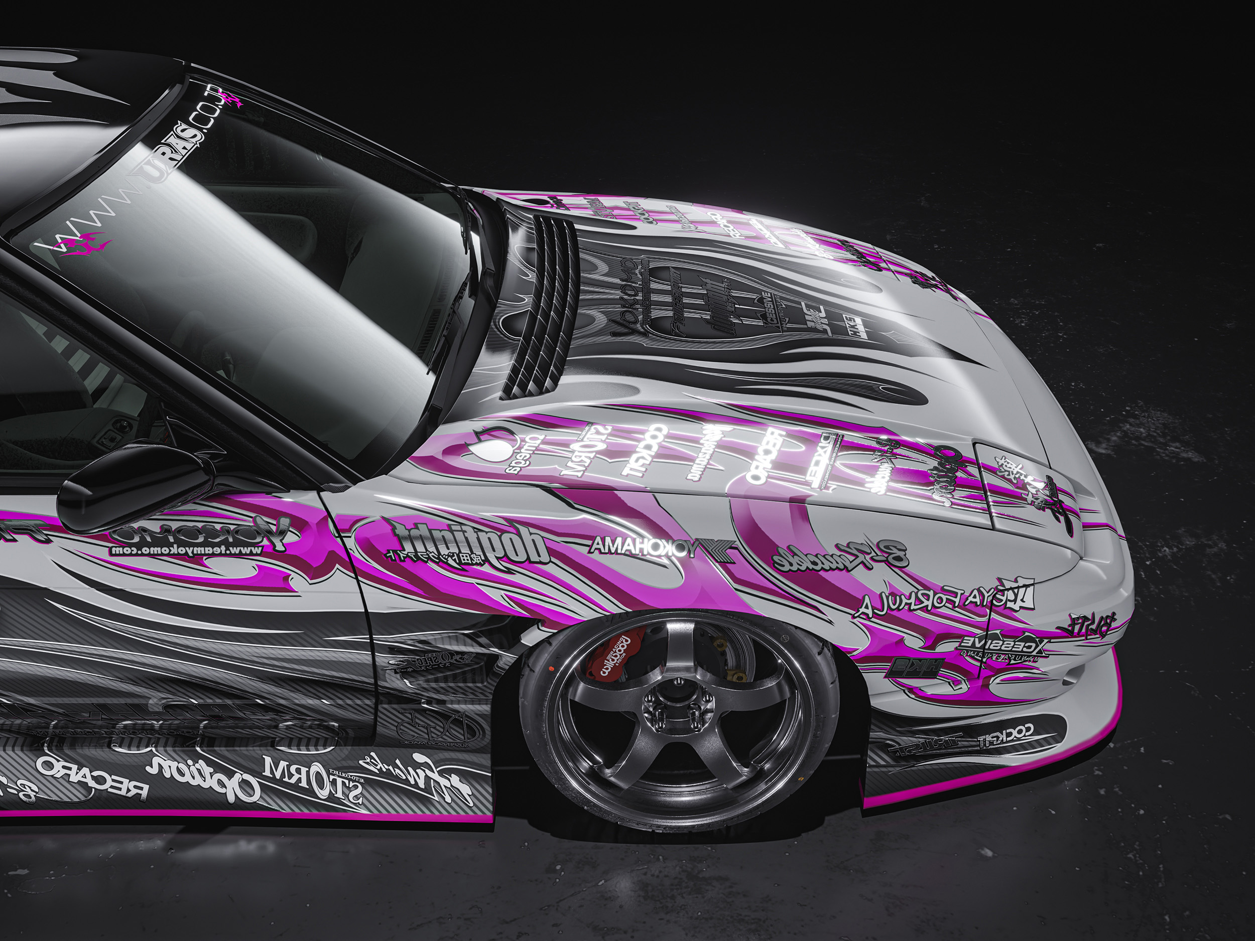 Nissan 180sx Old Style Pink Japanese Livery Design Side hood | CM Industry
