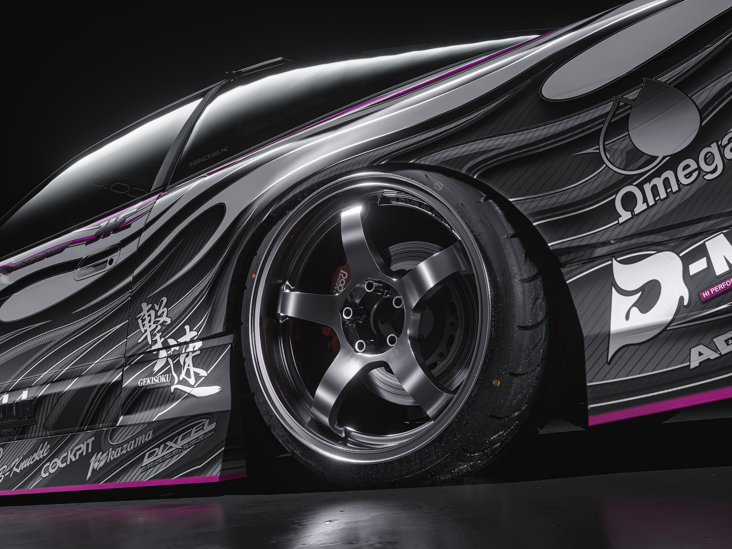 Nissan 180sx Old Style Pink Japanese Livery Design Rear wheel | CM Industry