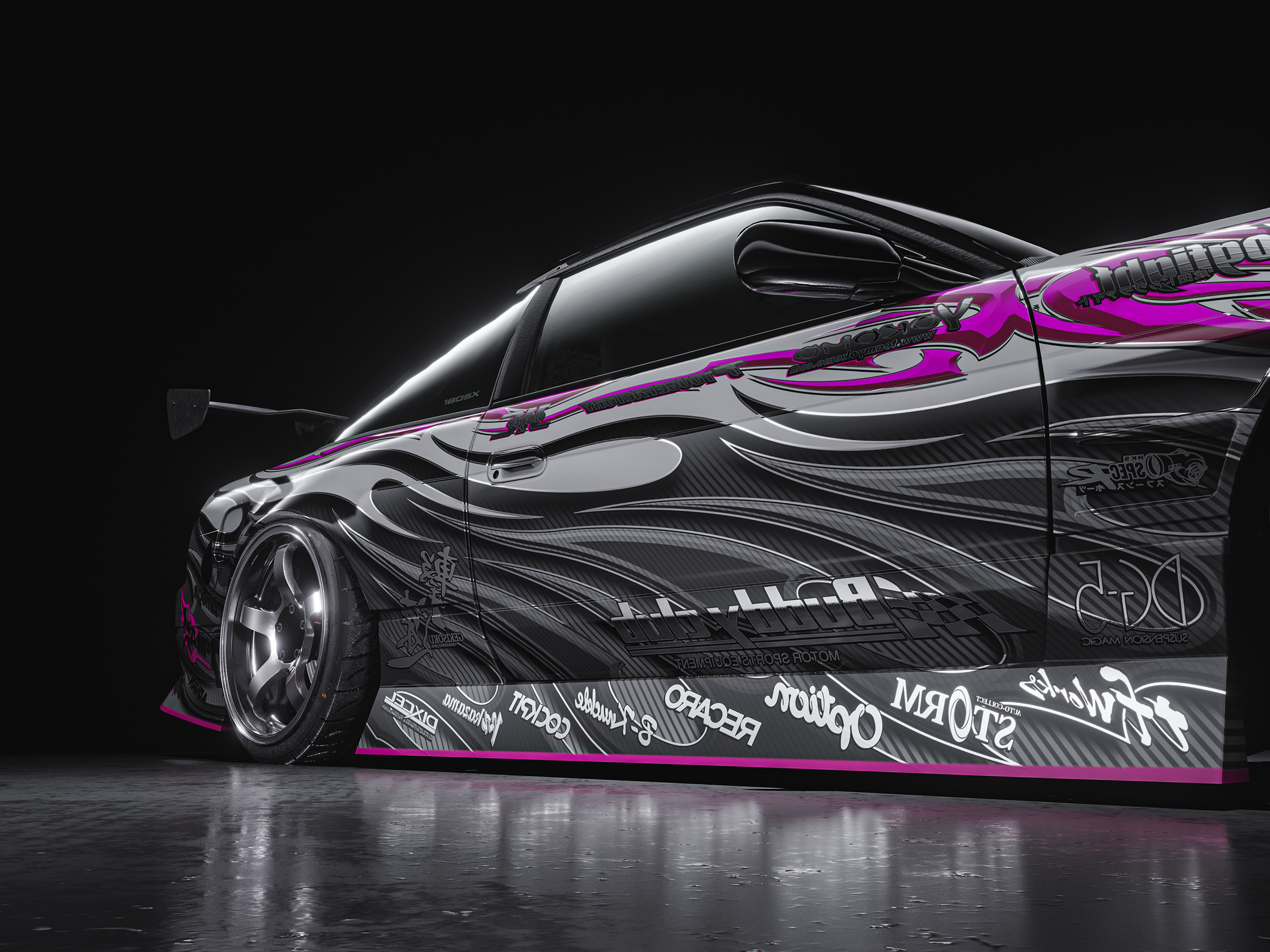 Nissan 180sx Old Style Pink Japanese Livery Design Side close | CM Industry