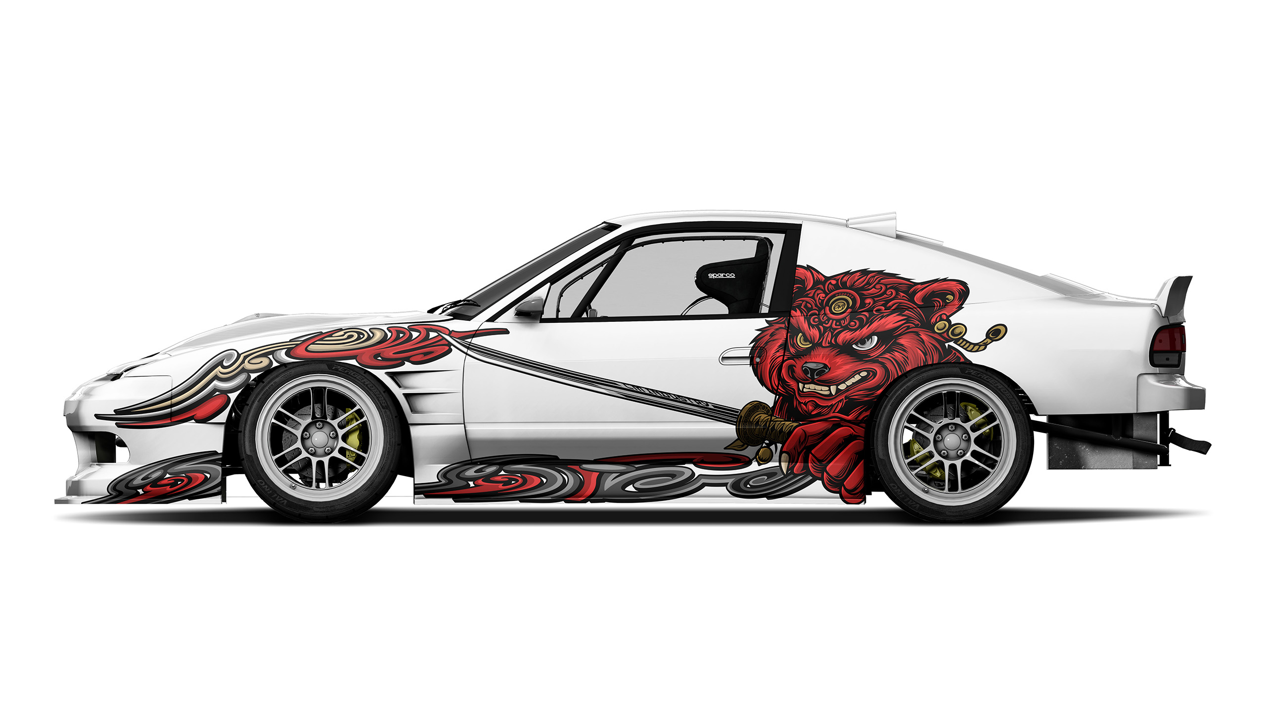 Nissan 180sx Drift Red Panda Illustration Livery Design Panda | CM Industry