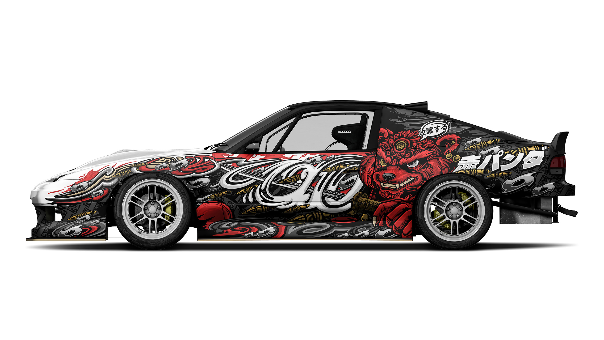Nissan 180sx Drift Red Panda Illustration Livery Design Details | CM Industry