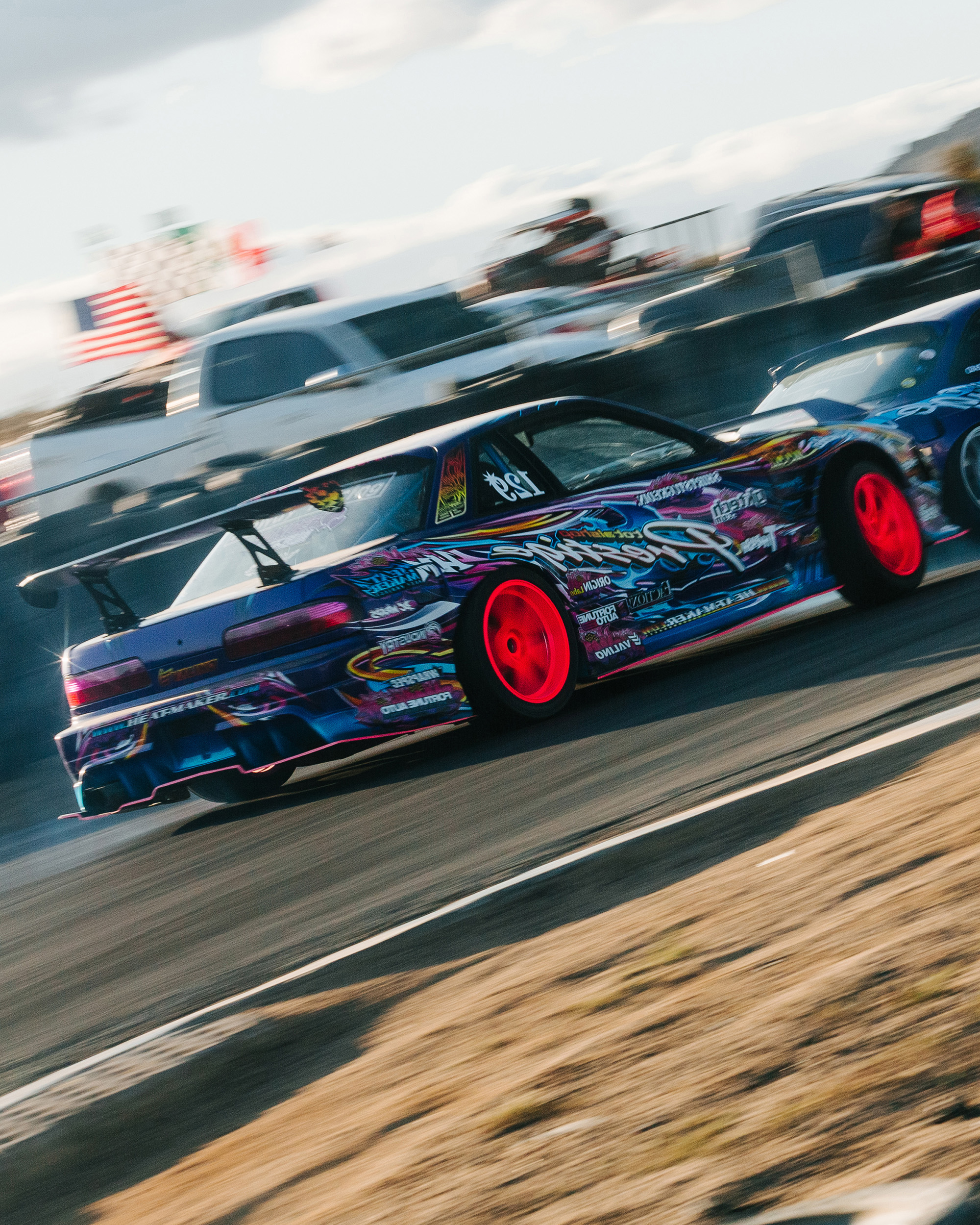 Nissan Silvia S13 Onevia Origin Labo Racing Line Purple Drift Livery Design Rear 3/4 | CM Industry
