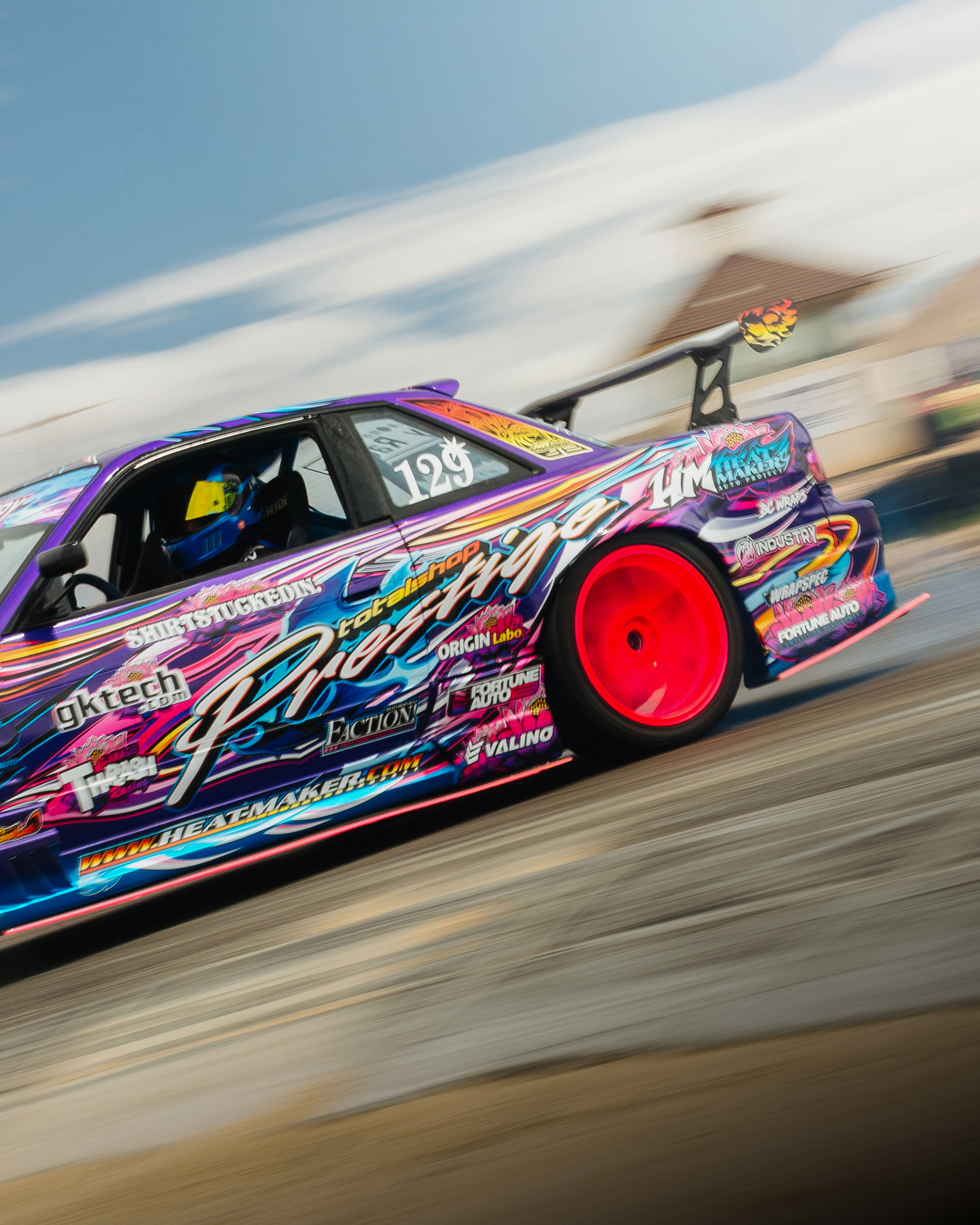 Nissan Silvia S13 Onevia Origin Labo Racing Line Purple Drift Livery Design Side 3/4 drift | CM Industry