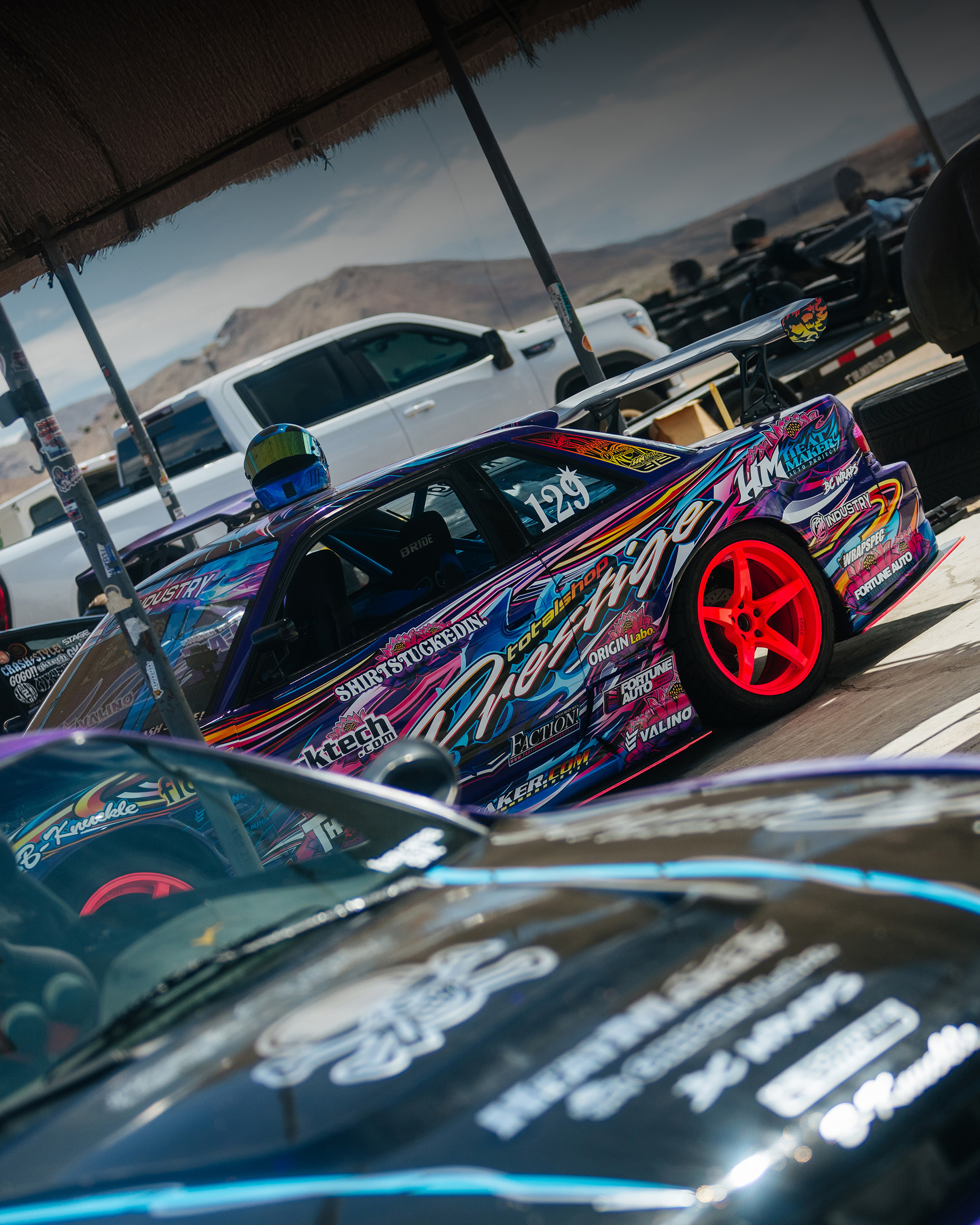 Nissan Silvia S13 Onevia Origin Labo Racing Line Purple Drift Livery Design Side rear close | CM Industry