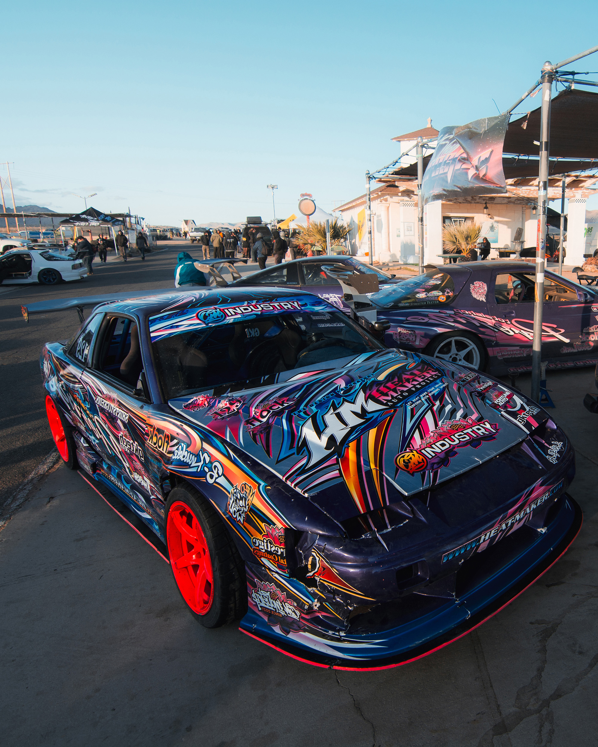 Nissan Silvia S13 Onevia Origin Labo Racing Line Purple Drift Livery Design Hood | CM Industry