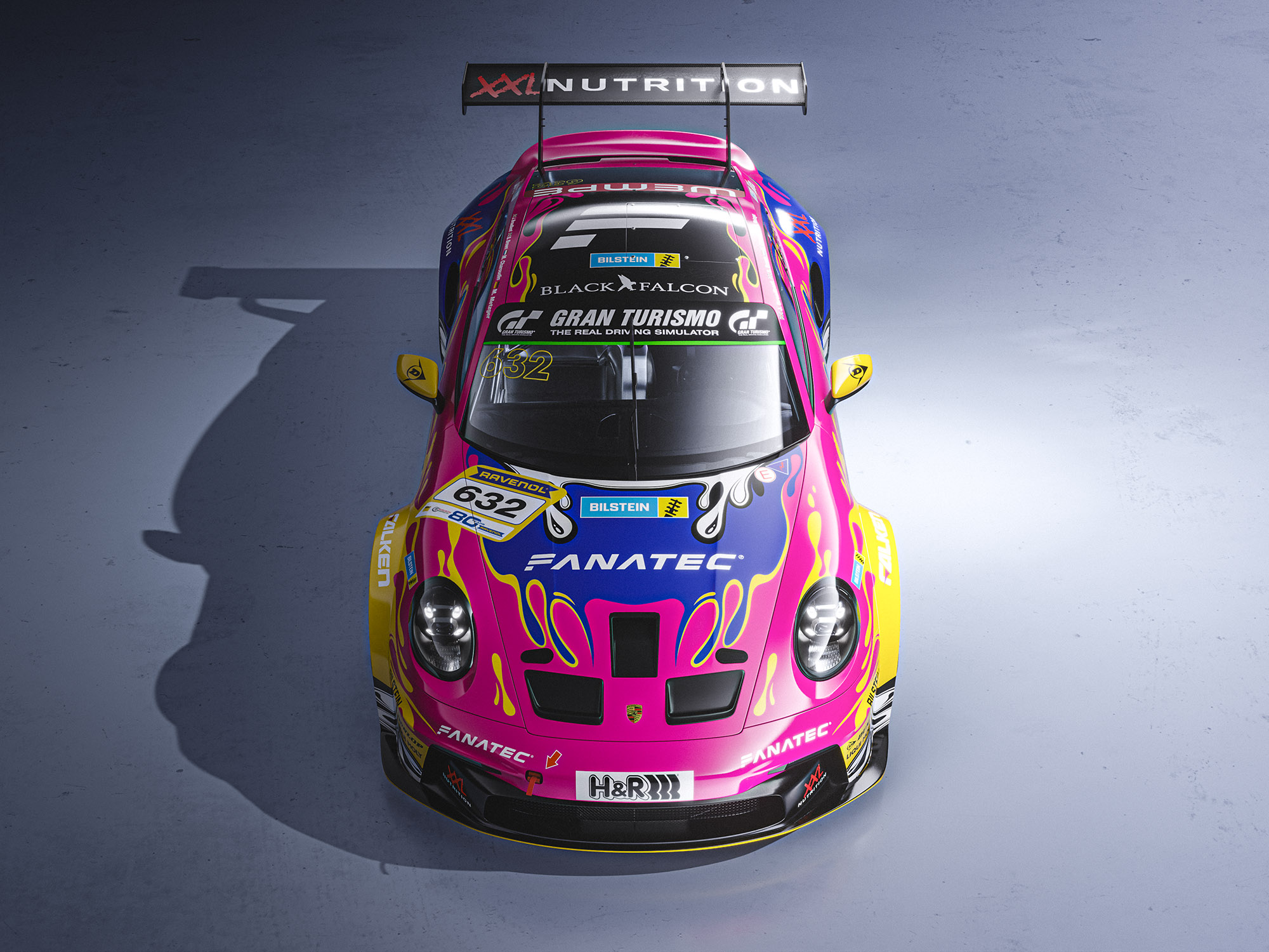 Porsche 911 GT3 Cup (992) 992.1 Black Falcon Fanatec Livery Design Pink Front | CM Industry