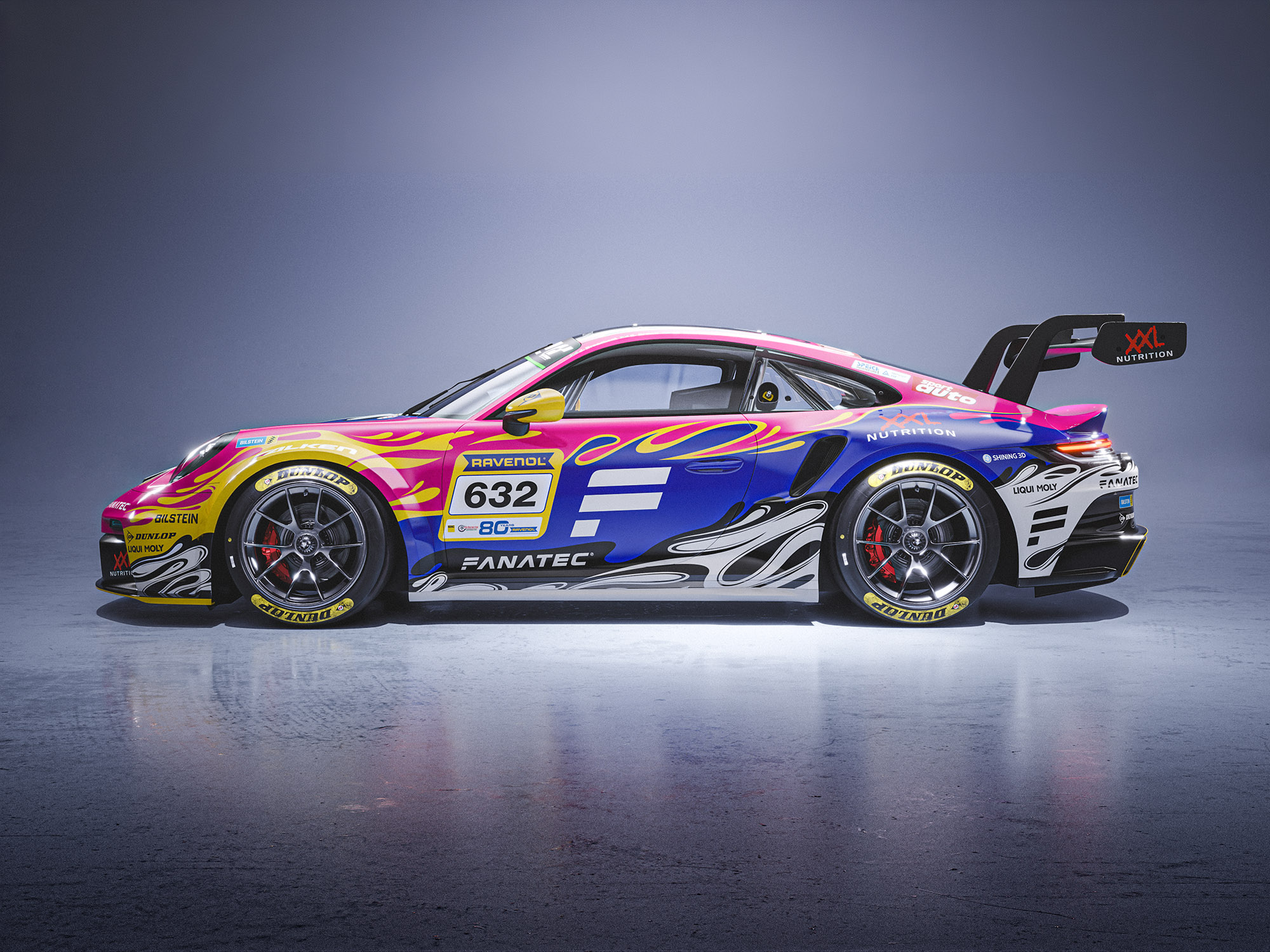 Porsche 911 GT3 Cup (992) 992.1 Black Falcon Fanatec Livery Design Pink Side | CM Industry