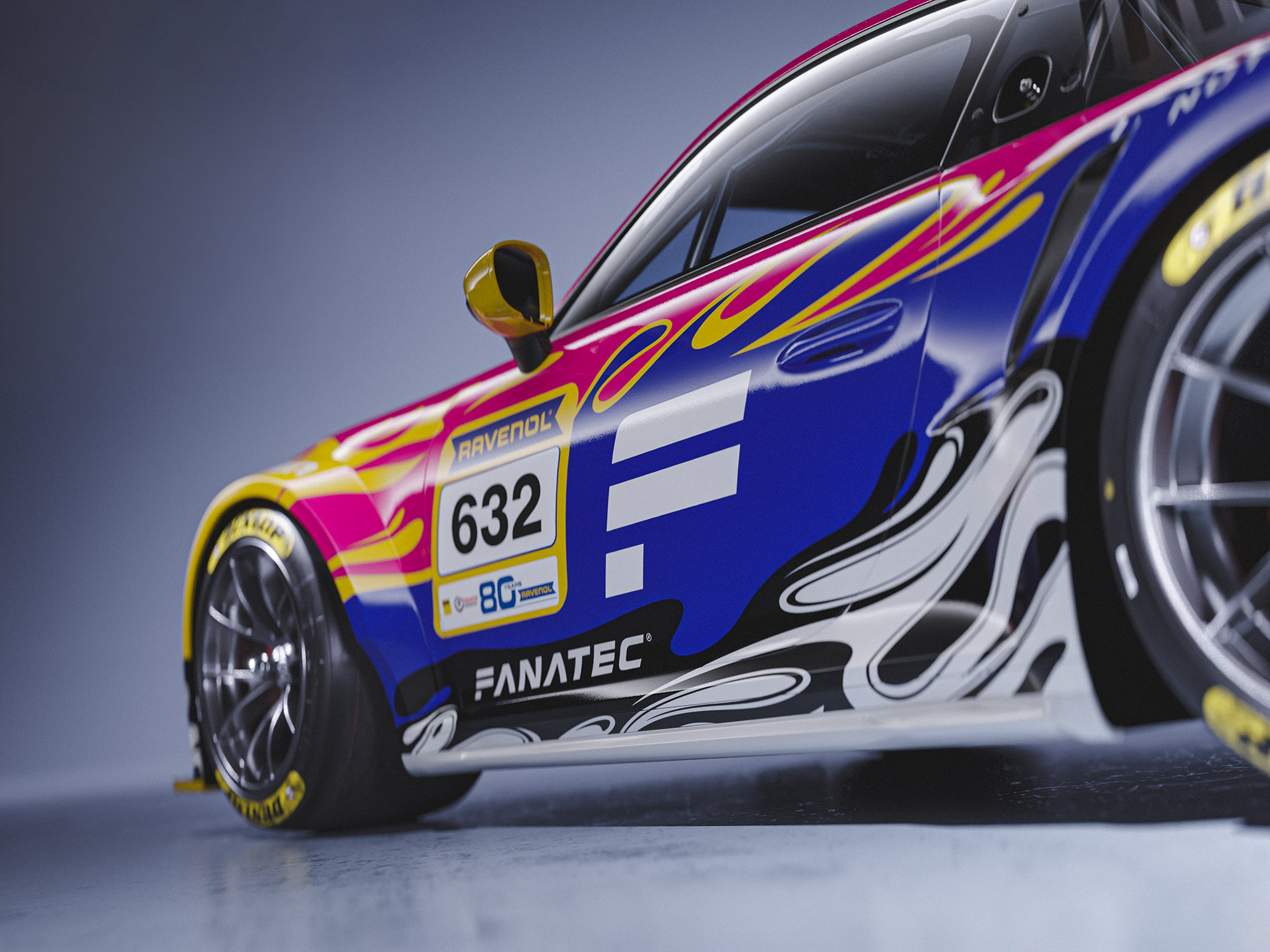 Porsche 911 GT3 Cup (992) 992.1 Black Falcon Fanatec Livery Design Pink Side close | CM Industry