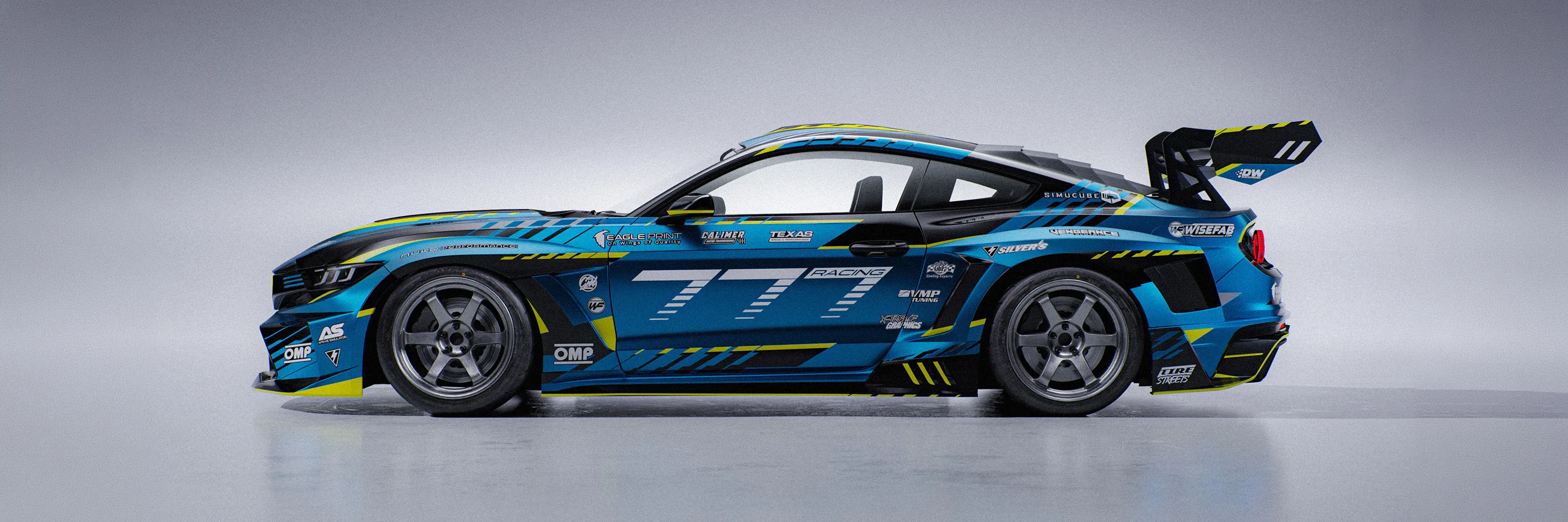 Ford Mustang 777 Racing — Livery Design · 3D Rendering