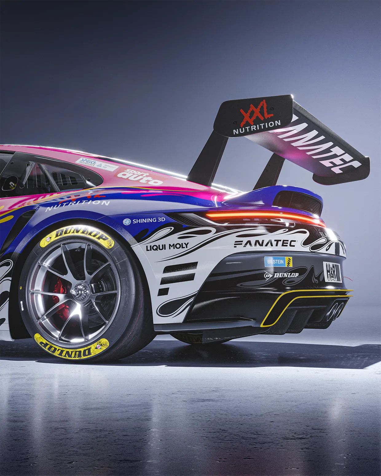 Porsche 911 GT3 Cup Fanatec — Livery Design · 3D Rendering